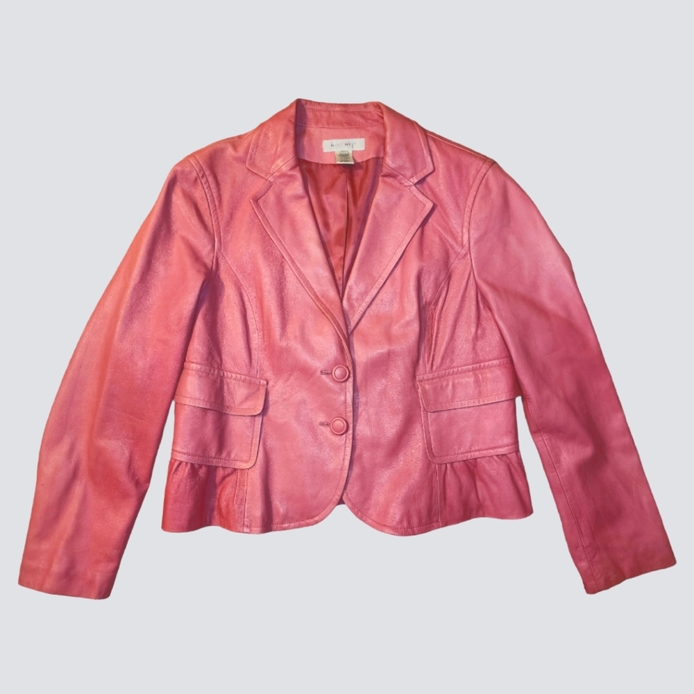 Nine West Pink Leather Blazer Jacket